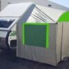 A-Frame Teardrop Trailer Side Tent Silver / Kelly Green Trim