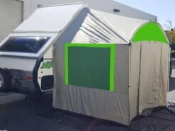 Familytentcamping Shop 31 A-Frame Teardrop Trailer Side Tent Silver / Kelly Green Trim