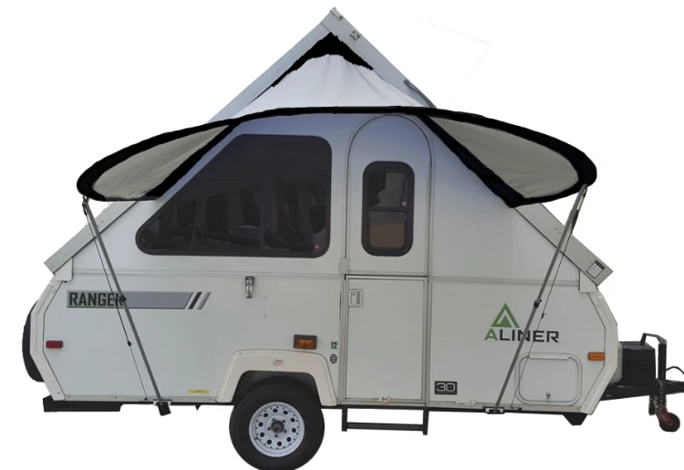 A-Frame Teardrop Trailer Visor Silver / Black Trim 3 A-Frame Teardrop Trailer Visor Silver / Black Trim