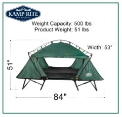 Kamp Rite 2 Person Tent Cot W/Rainfly - TB343 -Familytentcamping Shop TB343 Dims